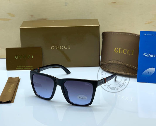 Gucci Branded Blue Glass Men's Sunglass For Man GU-25 Aviator Full black Frame Sunglass Men's Gift