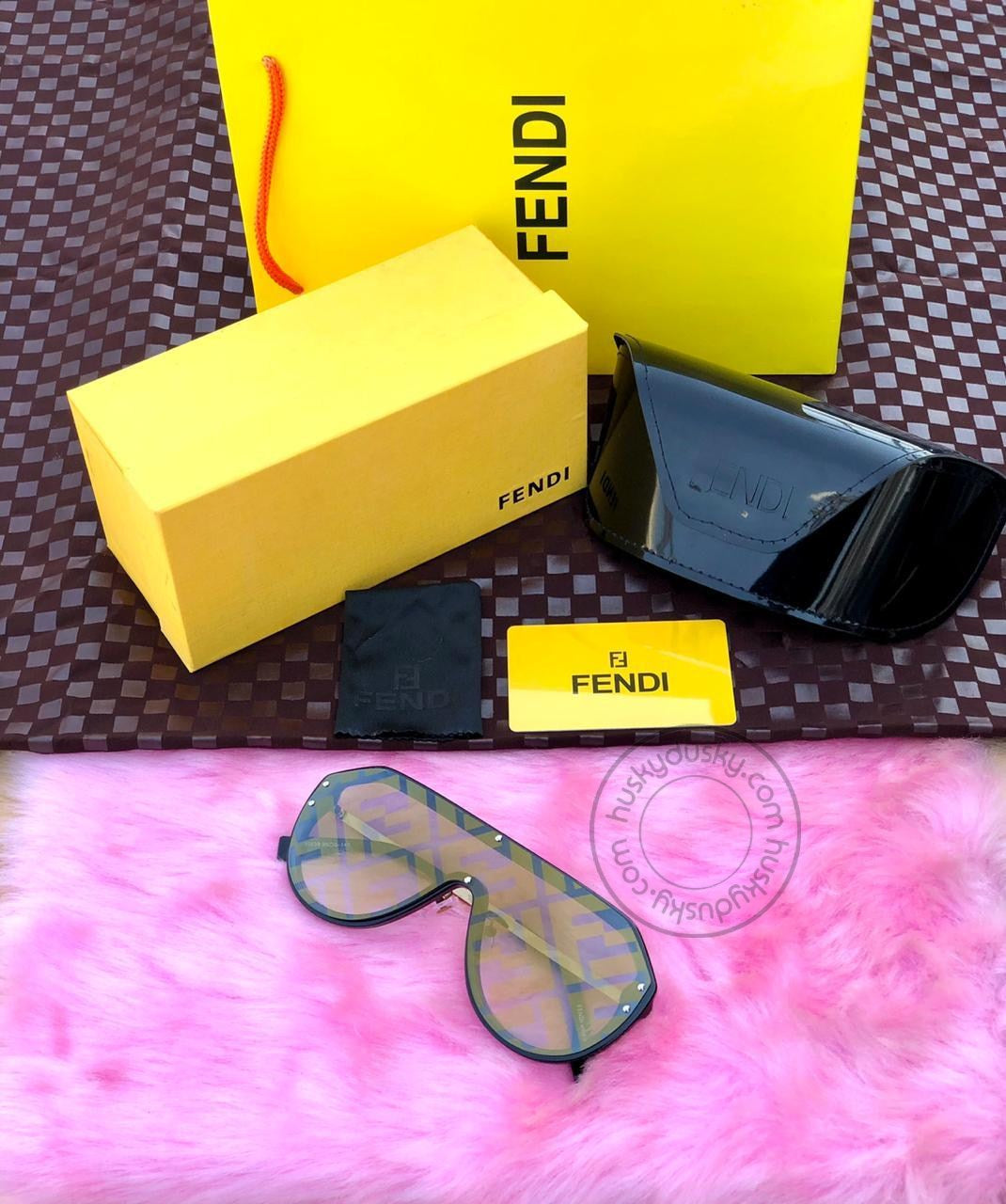 FENDI BRANDED Men's SUNGLASS FOR Man FOR MEN's YELLOW SHADE SUNGLASS WITH GOLD&BLACK STICK FN-03 FOR MAN GIFT