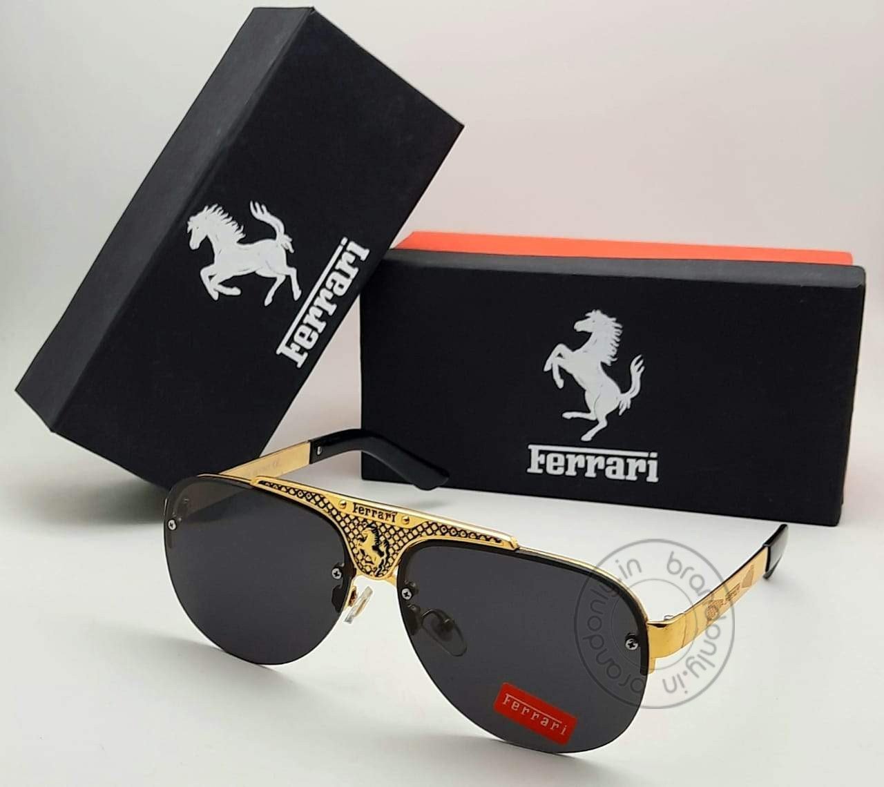 Ferrari Latest Design Black Color Glass Men's Women's For Man Woman Or Girl Frr-010 Golden Frame Sunglass