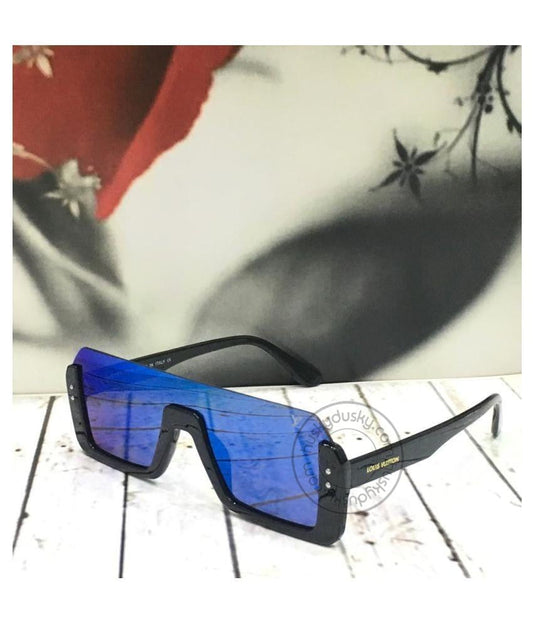 Louis Vuitton Branded Blue Rectangle Glass Men's and Women's Sunglass for Man and Woman or Girls LV-185 Black Frame Gift Sunglass