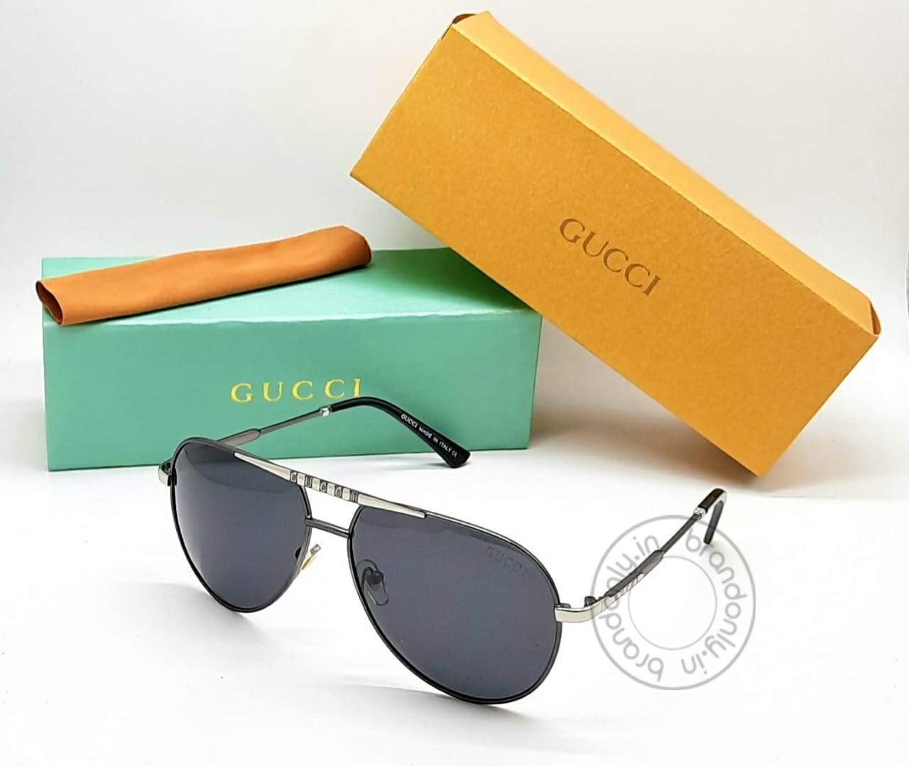 Gucci Branded Black Color Glass Men's Sunglass For Man Gu-992 Gilver & Black Stick Gift Sunglass