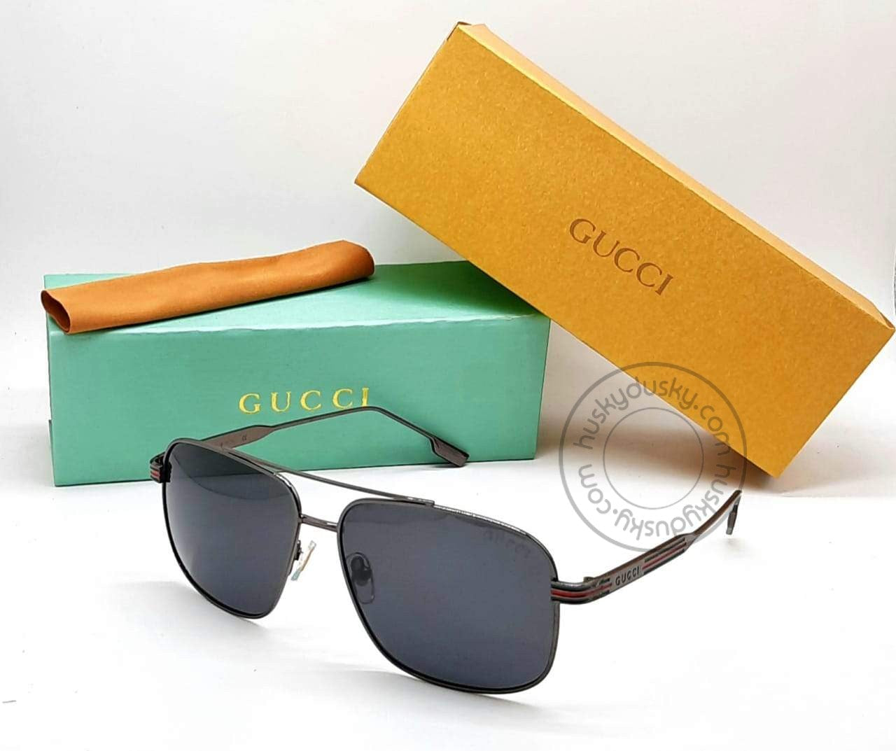Gucci Branded black Color Design Glass Men's Sunglass for Man Woman or Girl GU-990 Black Stick Gift Sunglass