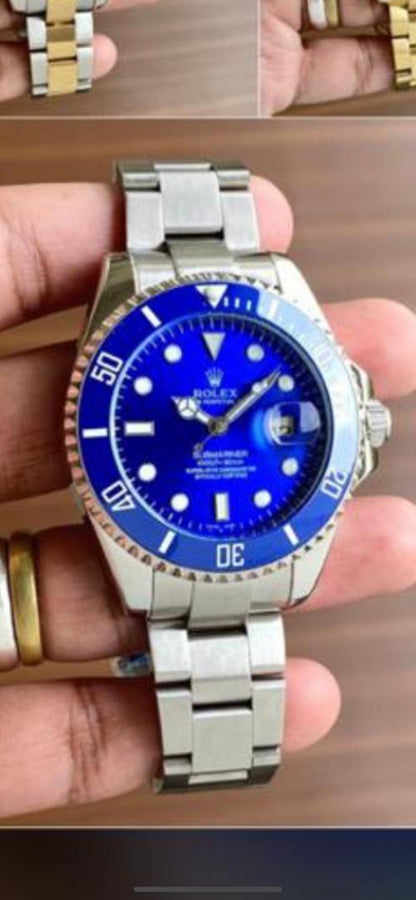 Rolex Submariner Automatic Silver Blue Dial Metal Men's Watch For Man Rlx-Blue-Sub Gift Watch RLX-OYSTR-WG-(OG-BOX