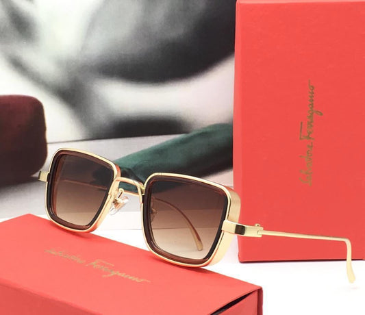 Salvatore Ferragamo Kabir Singh Brown Shade Glass Men's Sunglass For Man SF-340 Gold Frame Gift Sunglass