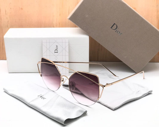 Dior Multi Color Glass Cat Eye Sunglasses For Woman Or Girl Dr-Ct-39 Golden Frame & Golden Stick Gift Sunglass