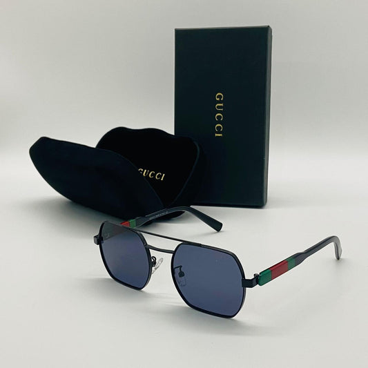 Gucci Branded Black Color Glass Men's Women's Sunglass For Man Woman Or Girl Gu-177 Black Frame Design Gift Sunglass