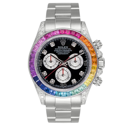 RLX Rainbow Chronograph Daytona Black Dial Stainless Steel Men's Watch - Best Gift RLX-126503