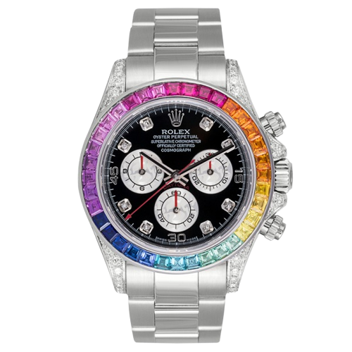 RLX Rainbow Chronograph Daytona Black Dial Stainless Steel Men's Watch - Best Gift RLX-126503
