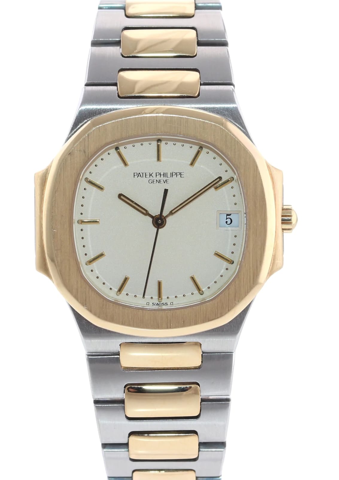 Patek Philippe Nautilus Mad Watch Quartz Movement White Dial Silver And Gold Strap Dated Watch For Men's-Best Men's Collection PP-5665