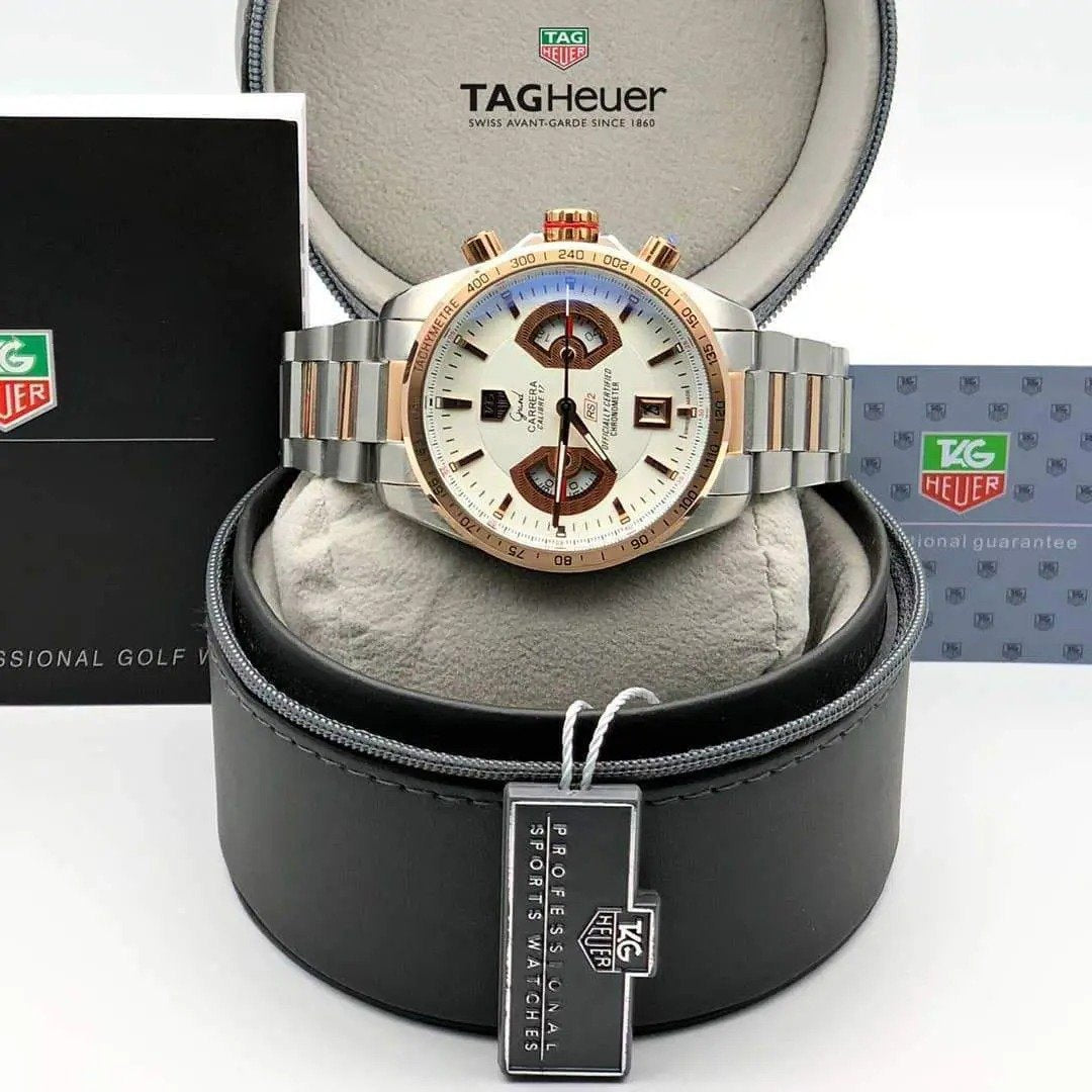 Tag Heuer Grand Carrera Calibre 17 White Dial Silver Bracelet Men's Watch CAR-CAV-122