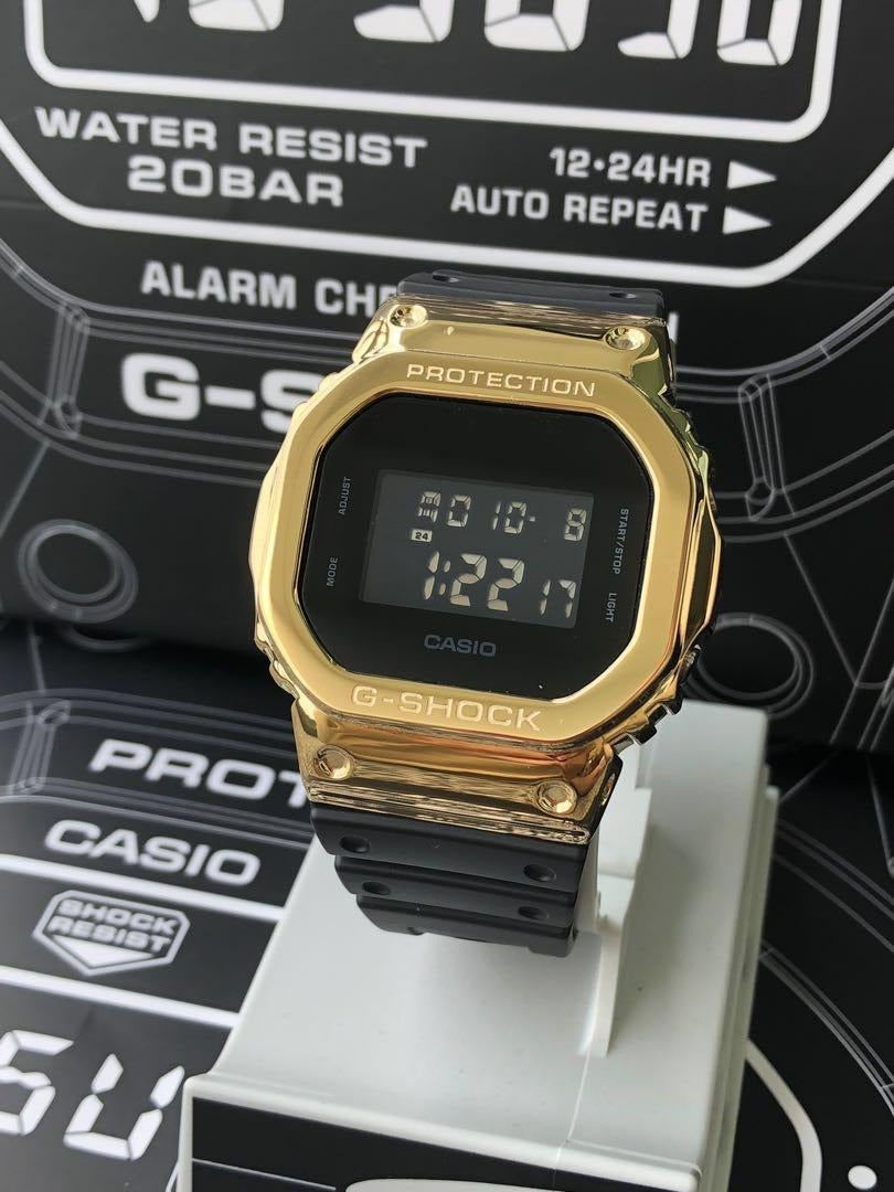 Casio G-Shock Analog-Digital Full with Black & Gold Digital Dial Resin Black Strap Watch Unisex Fancy look premium quality GA-GM-S5600