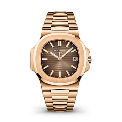 Patek Philippe Nautilus Mad Watch Quartz Movement Rose Gold Strap Dated Watch For Men's-Best Men's Collection PP-6516