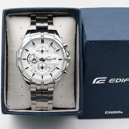 Casio Edifice Multi-Function Chronograph White Dial Stainless Steel Men's Watch EFR-556-SW