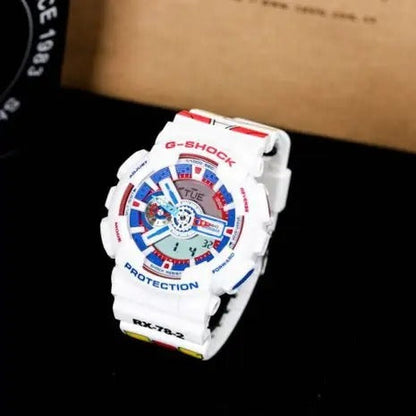 Casio G-Shock Jam Ga110 Gundam 40th Tricolor SeriesWatch Dual Time Robber Strap Watch For Men -Unisex Fancy look premium quality GA-110TR-7ADR