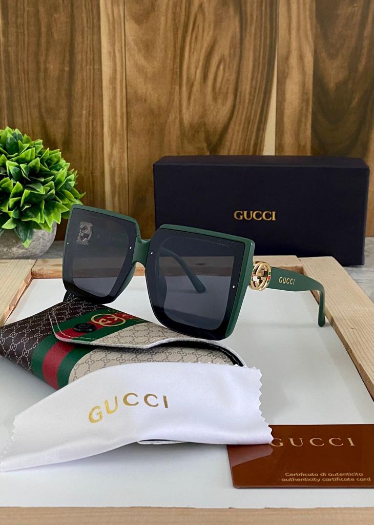 Gucci Black Black Sunglass Multi Color Frame for Men Women's or Girl GU-4354 Green Stick Frame Gift Sunglass