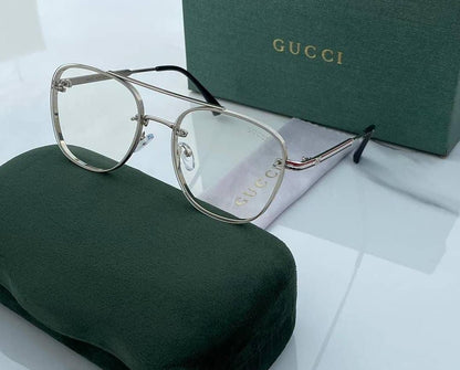 Gucci Branded Transparent Glass Silver Frame Men's Women's Sunglass GU-563 Gift Sunglass