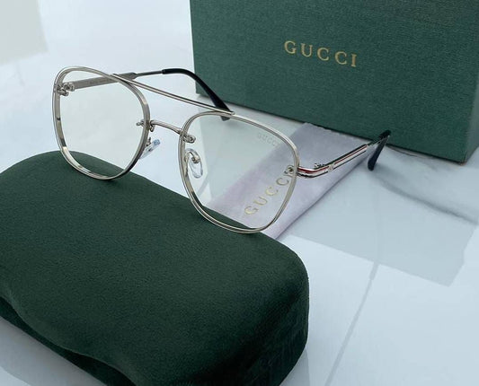 Gucci Branded Transparent Glass Silver Frame Men's Women's Sunglass GU-563 Gift Sunglass