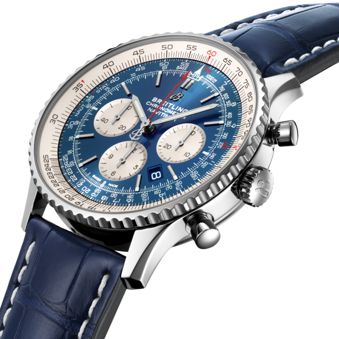 Breitling Men's AB012012-BB01 Navitimer Chronograph AB-BLUEBlue Leather Watch For Man