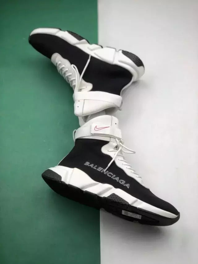 Nike Air Balenciaga High Top White Black Shoe - Balenciaga-Speed-Trainer-021