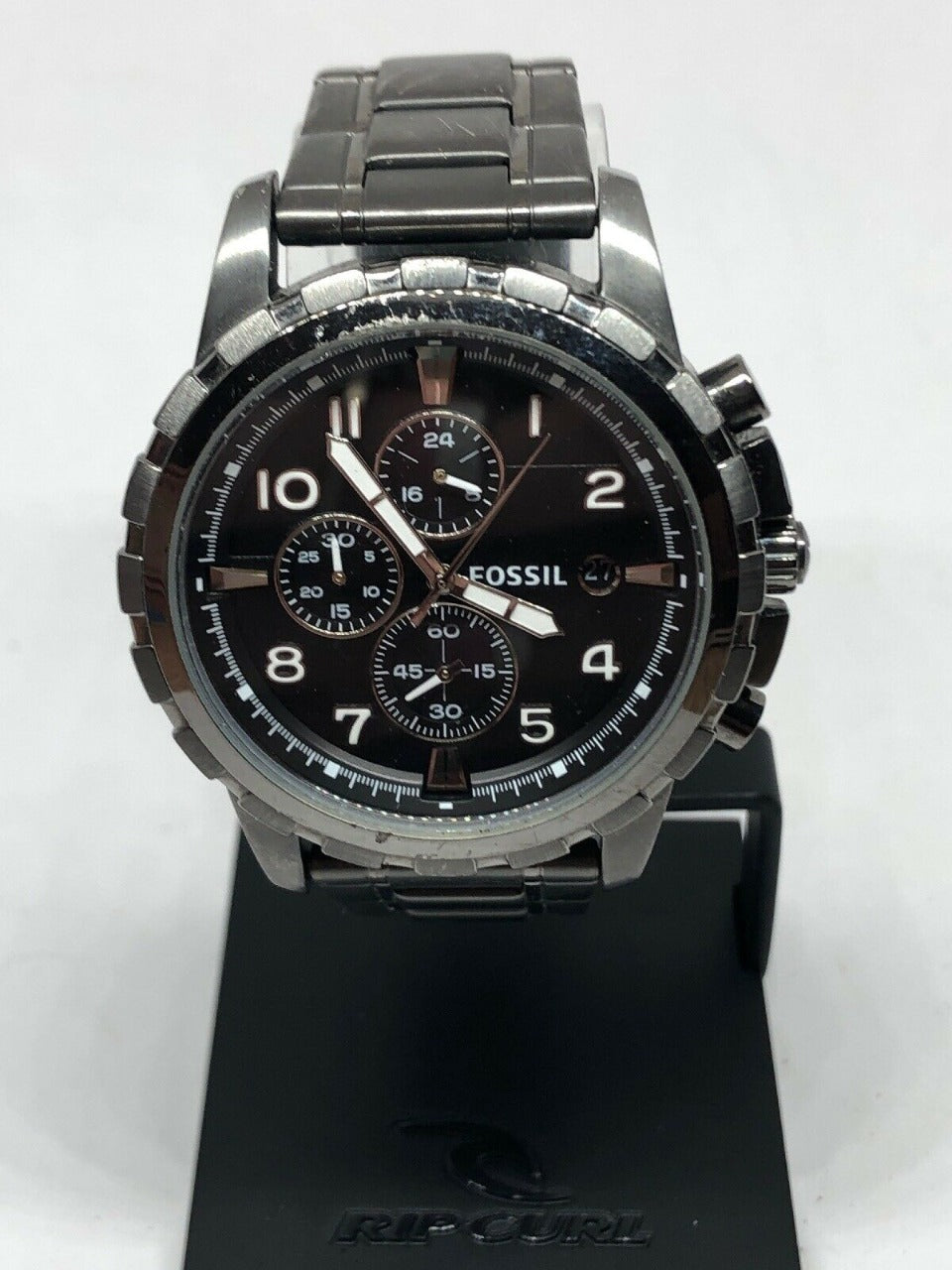 Fossil Chronograph Black Dated Watch For Men's With Stainless steel Strap- Best formal Dress Look Watch FS-5173