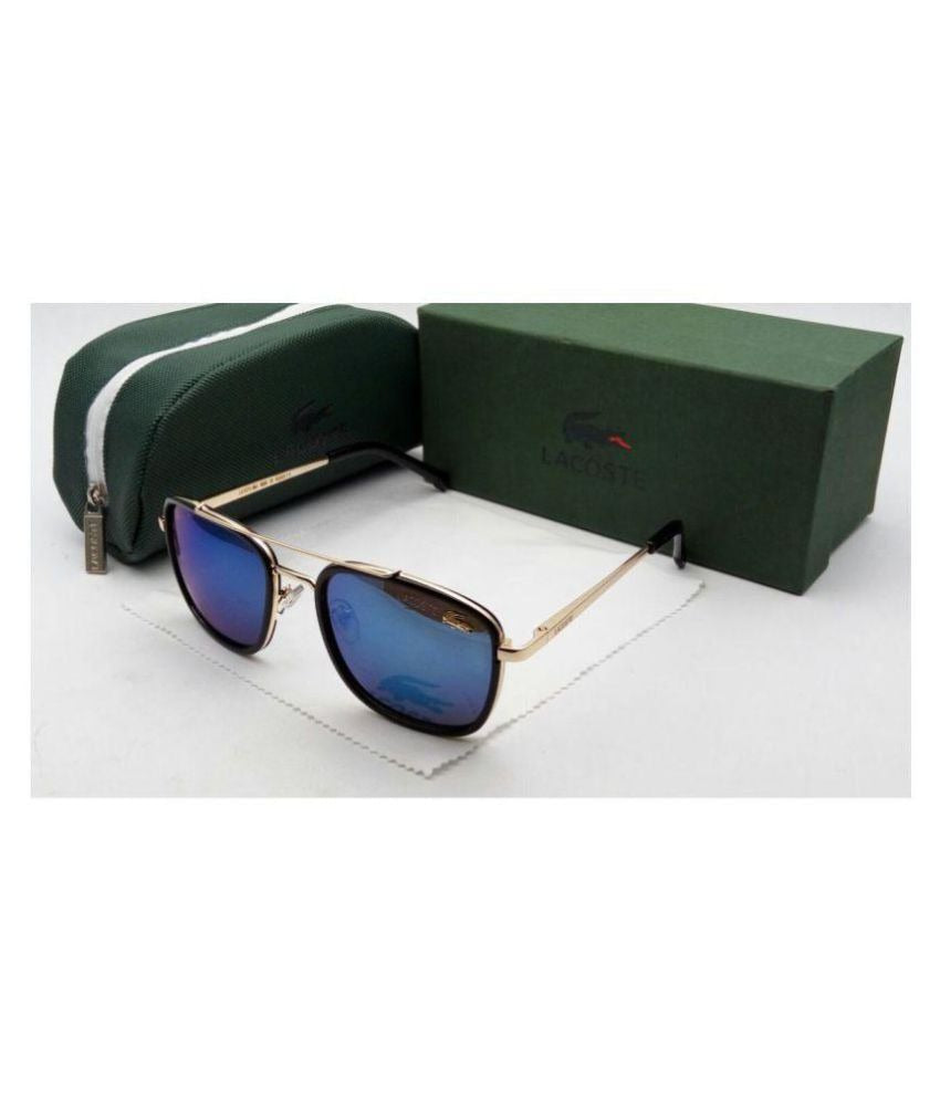 LACOSTE Sunglass - Blue Square Black Bold Frame Men's Women's Sunglasses Best Casual Dress Sunglasses Man Woman Or Girl LS-529 Gold Frame Sunglass