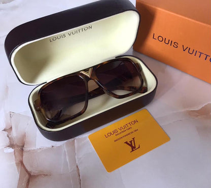 Louis Vuitton Branded Brown Glass Men's and Women's Sunglass LV-8410 Brown Big Bold Square Cheeta Frame Unisex Gift Sunglass-TIME TO PROTECT YOUR EYES AND LOOK DIFFERENT