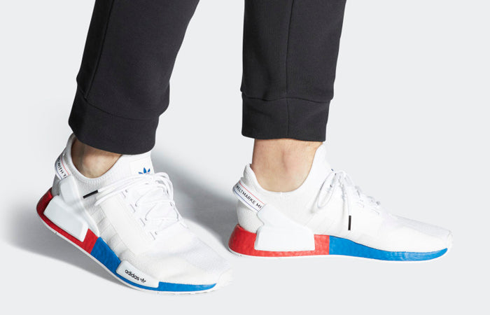 Adidas NMD R1 Boost V2 White Blue Red Shoes For Man And Boys FX4148