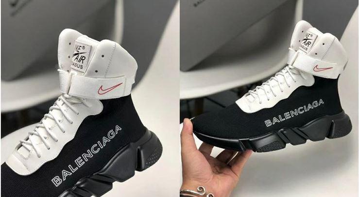 Nike Air Balenciaga High Top White Black Shoe - Balenciaga-Speed-Trainer-022