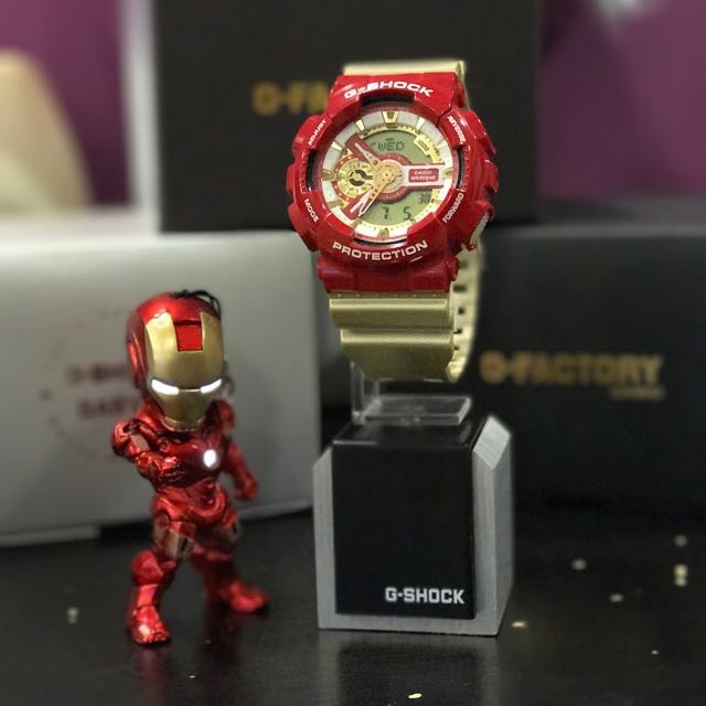 Casio G-Shock Jam Tangan Iron Man Edition Watch Dual Time Robber Strap Watch For Men -Unisex Fancy look premium quality GA-110CS-4ADR