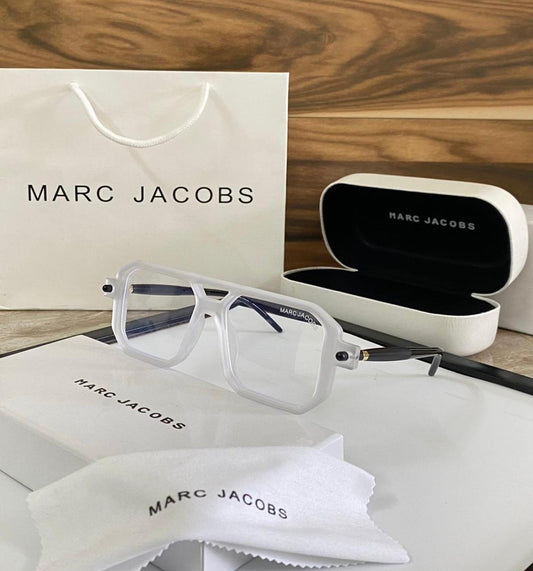 Marc Jacobs Latest Design Mtorcycle Heavy Material Transparent lens And White Color Avitor Frame And Black Stick Sunglass For Men's And Women's OR Girls MJ-9099_Best Stylist Sunglass