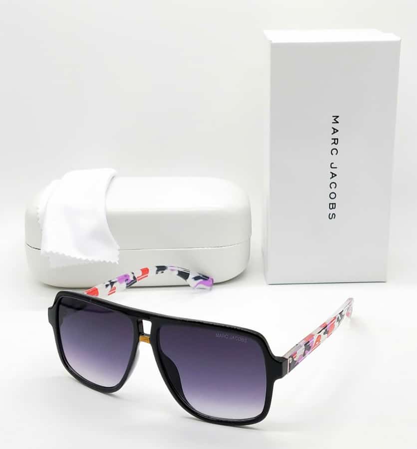 Marc Jacobs High Quality Designer Cat Eyes Sunglasses For Unisex-Unique and Classy MJ-219 Black Frame With Black Glass Sunglass And Multicolor Stick Sunglass -BEST FOR EVERYONE