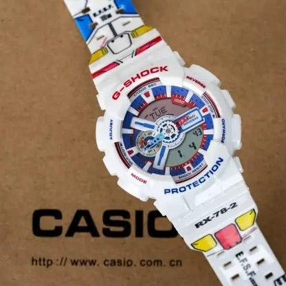 Casio G-Shock Jam Ga110 Gundam 40th Tricolor SeriesWatch Dual Time Robber Strap Watch For Men -Unisex Fancy look premium quality GA-110TR-7ADR