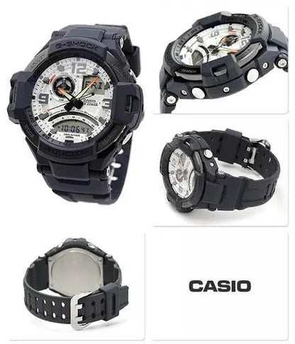 Casio G-Shock Analog AVIATOR Sky Cockpit Twin Sensor World Time Digital Men Black Analogue and Digital watch With Metal Case Watch For Man Day And Date Gift Watch GA-1000-2AJF