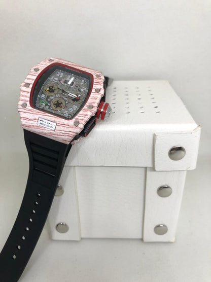 Richard Mille Chronograph Black Strap Wooden Design Case Multi Color Dial Men's Watch For Man Date Gift Watch RM50-99