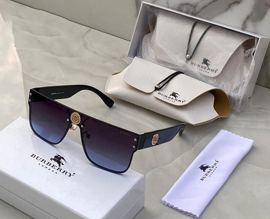 Burberry Branded Oversized Black Multicolor Shade Transparent lens With Black Color BOld Stick Sunglass For Men's Or Women's BB-6038 Square Frame Sunglass Gift