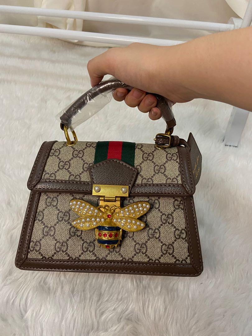 Gucci Bee Limited Edition Margaret Mini Bag Supreme Shoulder Grey And Brown Colour Bag Best Quality Bag For Women's Or Girls GC-4352-WBG