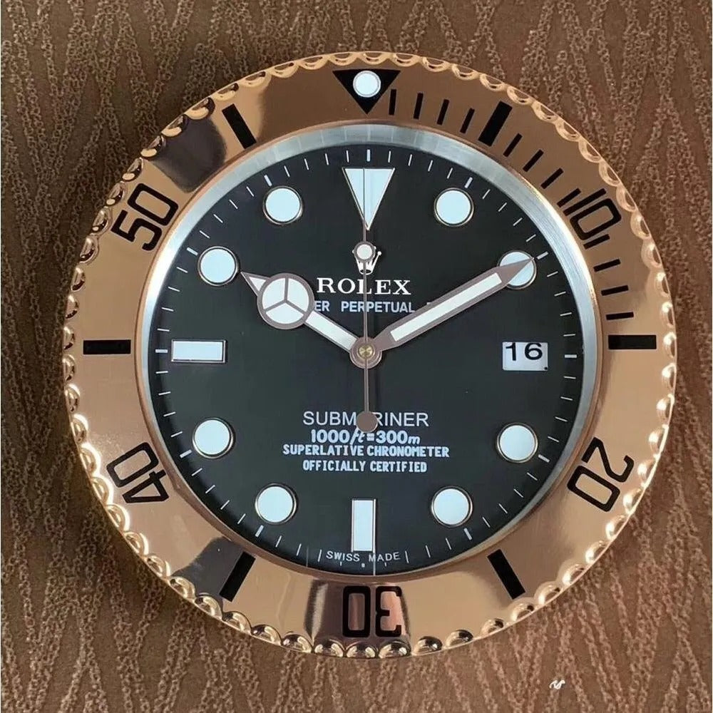 Rolex Wall Clock Quartz Analog Dated Design Metal Art Wall Clock Luminous Function Metal Home Decor Wall Clocks Inspired By Submariner II For Wall decording Clock- Classy Look Clock For Home D cor Wall RLX-WC-905