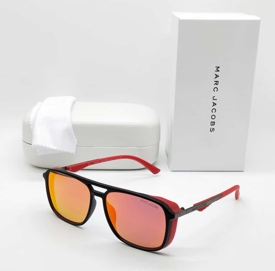 Marc Jacobs High Quality Designer Mirrored Rectangular Shield Unisex Sunglasses Mirror Red-Gold Lens Matte Brown Frame And Large Size Frame Sunglasses-MJ-223