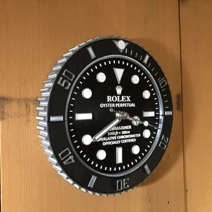 Rolex Wall Clock Quartz Analog Dated Design Metal Art Wall Clock Luminous Function Black Dial Metal Home Decor Wall Clocks Inspired By Submariner II Dated Wall decording Clock- Classy Look Clock For Home D cor Wall RLX-WC-803