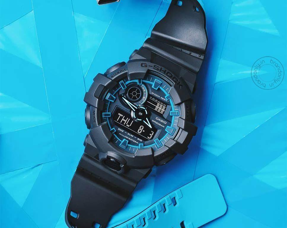 Casio G-Shock Analog Digital Black & Blue Belt Men's Watch For Man GA-700SE-2ADR Multi Color Dial Day And Date Gift Watch