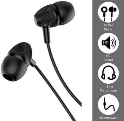 Universal Earphone - Wired Headset For Smart Phones With Crystal Clear Voice And Mic M-520-BLACK