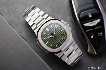 Patek Philippe Nautilus Mad Watch Quartz Movement Green Dial Dated Watch For Men's-Best Men's Collection PP-1728