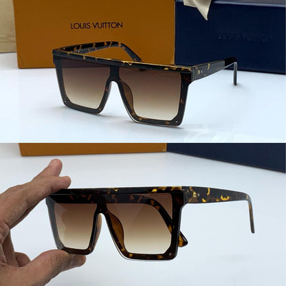 Louis Vuitton Branded Brown Glass Men's And Women's Sunglass For Man And Woman Or Girls LV-7956 Cheetah Print Frame Unisex Gift Sunglass