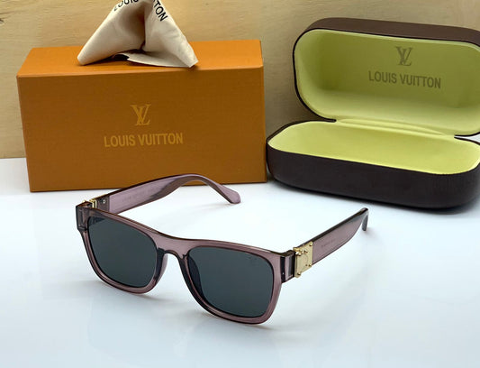 Louis Vuitton Branded Black Glass Men's and Women's Sunglass for Man and Woman or Girls LV-90 Brown Bold Frame- Unisex Gift Sunglass