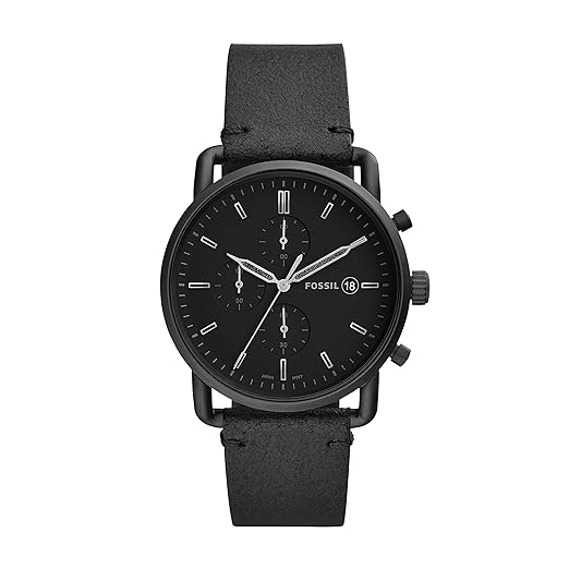 Fossil Chronograph Black Dial with Leather Strap Watch for Men FS-5504
