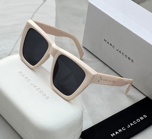 Marc Jacobs High Quality Oversized Cat eye Vintage Brand Sunglasses For Unisex-Unique and Classy MJ-212 Muddy White Color Frame With Black Glass Sunglass For Men Women's Or Girls