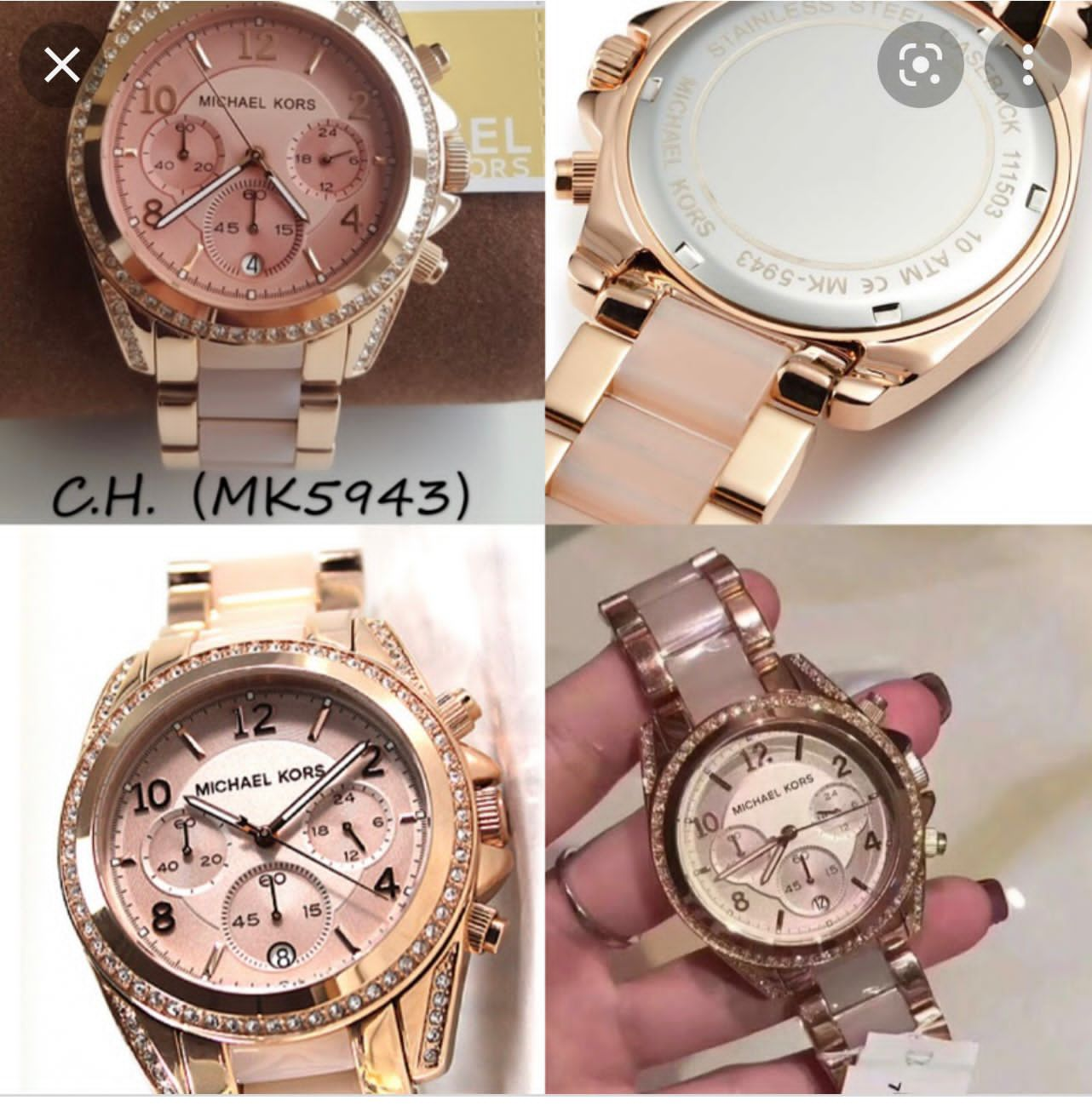 Michael Kors Chosmogragh Watch With Rose Gold Metal Case & Pink Dial Dated Multicolor Strap Watch For Women's Design For Girl Or Woman Best Gift Date Watch- MK-5943