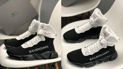 Nike Air Balenciaga High Top White Black Shoe - Balenciaga-Speed-Trainer-022
