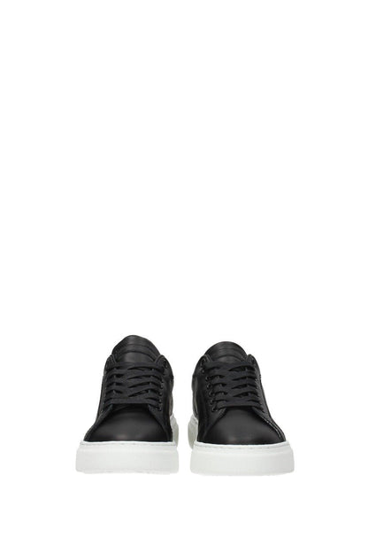 Alexander Mcqueen Shoes - Oversized Leather Sneakers - Women Man- Leather/Leather/Rubber Black