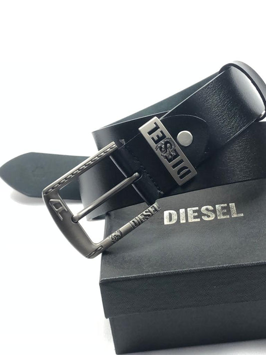 Diesel Black Color Plain Leather Formal Men's Women's Waist Belt For Man Woman Or Girl Formal Design Buckle Gift Belt DZ-460